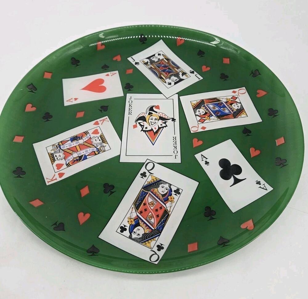 Vintage 1990s Poker Card Party Luminarc Glass Serving Tray